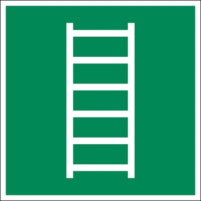 Značka Únikový rebrík, ISO 7010, plast, fotoluminiscenčná, 150 x 150 mm, BJ = 5 ks