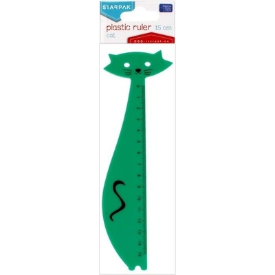 Starpak pravítko mačka 15cm zelená 447744