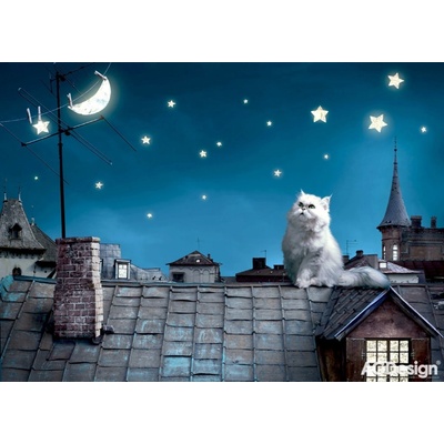 AG Design FTNM-2606 vliesová fototapeta Kočka na střeše, rozměry 155 x 110 cm