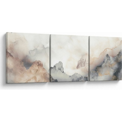 Obraz - Abstrakce hor s texturou mramoru, třídílný 150x50 cm
