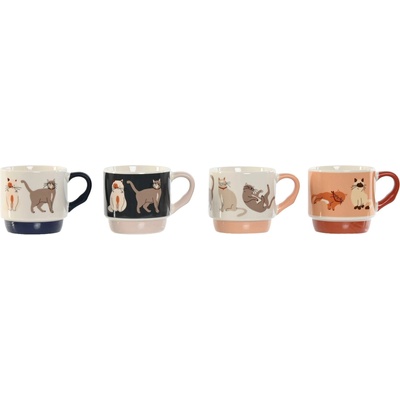 Комплект порцеланови чаши с котки 300мл, 4 броя (1148)