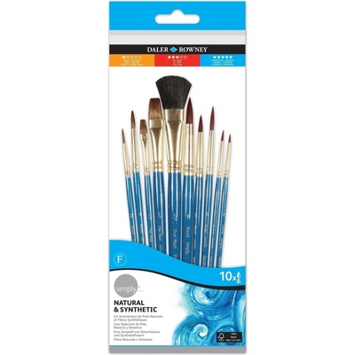 Daler-Rowney Simply Watercolour Brush Natural Round/Flat/Oval Комплект четки 10 бр (216910110)