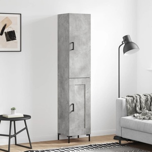 vidaXL Висок шкаф, бетонно сив, 34, 5x34x180 см, инженерно дърво (3199109)