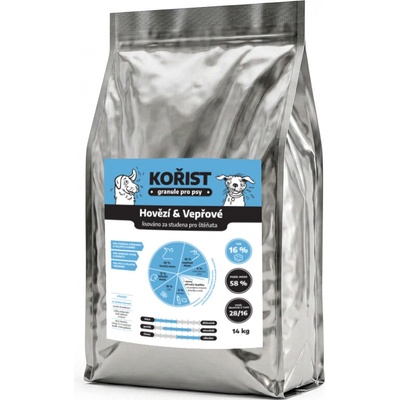 Kořist lisované granule Hovězí a Vepřové pro štěňata 28/16 28 kg