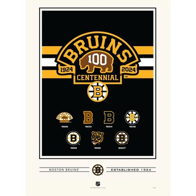 Mustang Plagát Boston Bruins NHL 100th Anniversary 12" x 16" Logos to History