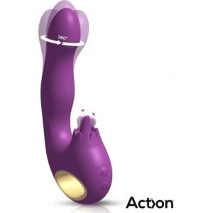 Action Вибратор с ротация и клиторстимулатор език Action Toka