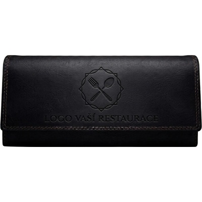 Kožená kasírka s vašim logem monogramem se zapínáním. Číšnická peneženka