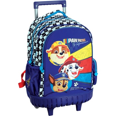 GIM S.A. Dětský cestovní batoh na kolečkách TLAPKOVÁ PATROLA Premium Racing modrý 42 cm