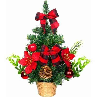 Stromček MagicHome Vianoce, ozdobený, červený, 30 cm
