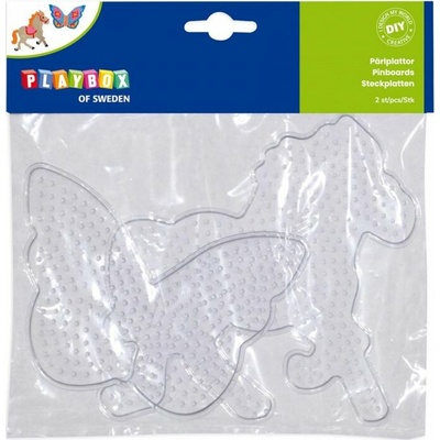 PLAYBOX Podložky pro zažehlovací korálky 2ks - Motýl a kůň (2456096)