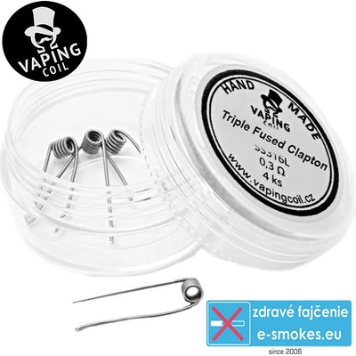 VapingCoil predmotané špirálky Triple Fused Clapton SS316 0,3ohm 4ks