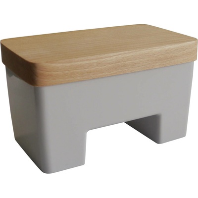 PRACTIC Máslenka na vodu s dřevěným víkem šedá – Zboží Mobilmania