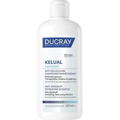 Ducray Kelual Squanorm Освежаващ шампоан против мазен пърхот, 400 ml