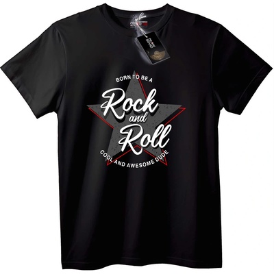 NOONEBRAND Тениска Rock and Roll Звезда - 7XL, White