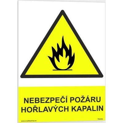 Traiva s.r.o Nebezpečí požáru hořlavých kapalin Verze: Plast 210 x 297 mm (A4) tl. 0.5 mm - Kód: 03593