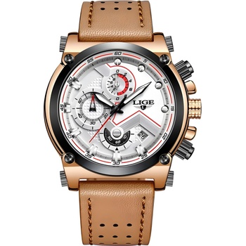 LIGE Часовник lige pr-4072 - Кафяв / Бял kp4072 (pr-4072)