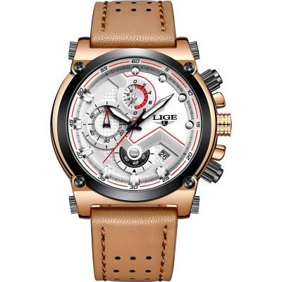 LIGE Часовник lige pr-4072 - Кафяв / Бял kp4072 (pr-4072)