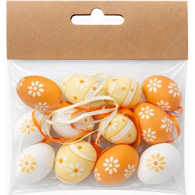 Veľkonočné vajíčka 4 cm-ové - 12 ks-ové balenie - bielo-oranžové