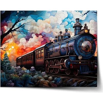 Sablio Plagát Parná lokomotíva v kúzelnej krajine - 60x40 cm