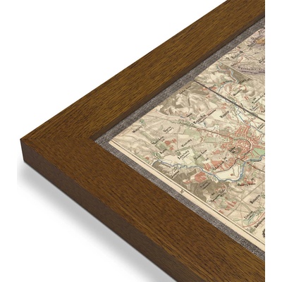 ZES Morava a Slezsko - nástěnná historická mapa 90 x 70 cm Varianta: mapa v dřevěném rámu, Provedení: Pegi tmavý ořech