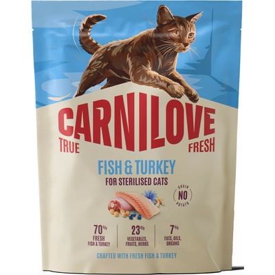 CARNILOVE TRUE FRESH CAT DRY FISH & TURKEY FOR STERILISED ADULT ALL BREEDS 0,4 kg
