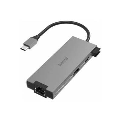 USB Хъб HAMA Multiport, 5-портов, USB-C, 2 x USB-A, 1 x USB-C, 1 x HDMI, 1 х LAN, Сив, HAMA-200109