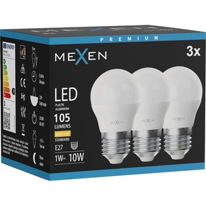 Mexen Nova 3x LED крушка E27, G45, 1W, Топла - 3000K, 105 lm - L101-E27-0130-01x03 (L101-E27-0130-01x03)