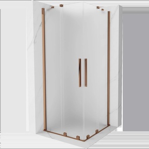 Mexen Velar Duo плъзгаща се душ кабина 90 x 90 см, матирана, розово злато - 871-090-090-32-60 (871-090-090-32-60)