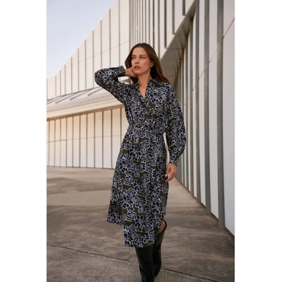 Moodo Зелена и синя дамска рокля с флорални мотиви Moodo Moodo | Sin | ЖЕНИ | XS