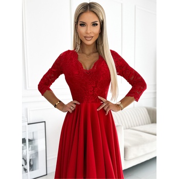 Numoco Рокля с дантелено деколте и по-дълъг гръб - червена Numoco NICOLLE numoco | Cherven | ЖЕНИ | S