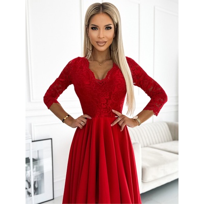 Numoco Рокля с дантелено деколте и по-дълъг гръб - червена Numoco NICOLLE numoco | Cherven | ЖЕНИ | S