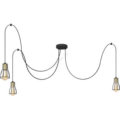 Helam Пендел TUBE LONG 3xE27/15W/230V черен/златист (HE1613)