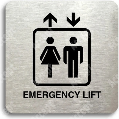 ACCEPT Piktogram emergency lift - stříbrná tabulka - černý tisk bez rámečku