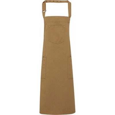 Premier Workwear Bavlněná Chino pracovní zástěra se středovou kapsou Khaki 72x86cm PW132