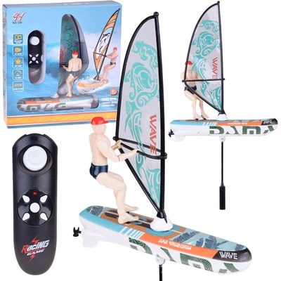 JOKOMISIADA RC windsurfing s LED osvetlením – diaľkovo ovládaná vodná hračka – zelená RTR
