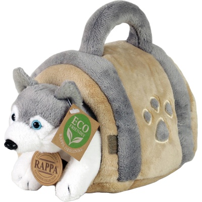 Rappa Плюшена играчка Rappa Еко приятели - Хъски с кучешка къщичка, 13 cm (209756)