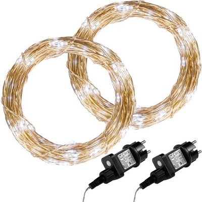 Voltronic 68048 Sada 2 kusů světelných drátů 200 LED studeně bílá