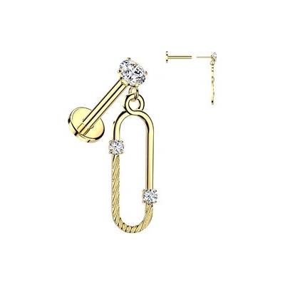 Šperky4U Zlacený PUSH IN Piercing do ucha labreta LB1165-GD