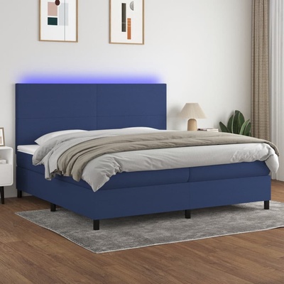 vidaXL 11461.3134747 Boxspring postel s matrací a LED modrá textil