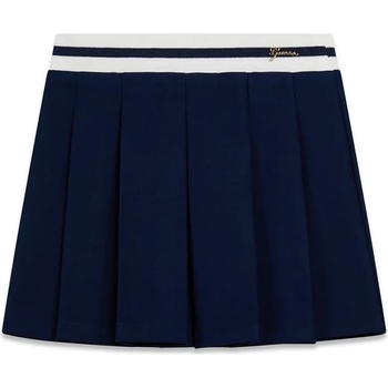 GUESS Тъмно синя трикотажна пола за мини момиче с бял ластик и златист надпис Guess