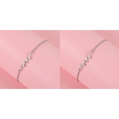 Puce Briseis Nastaviteľný náramok zo striebra s listami, ródiovaný FE49900692767063HI