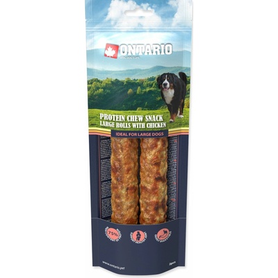 ONTARIO Protein žuvacie pamlsok velká rolka s kuraciecím 2 ks 25,4 cm