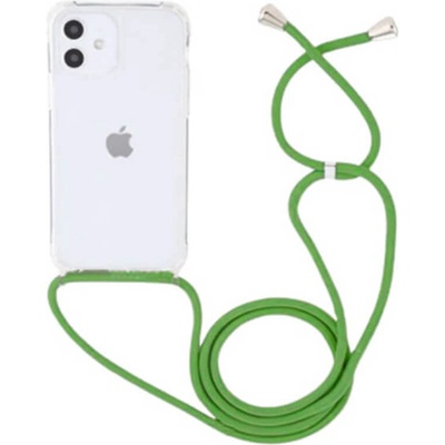 Púzdro SES Priehľadné silikónové ochranné so šnúrkou na krk Apple iPhone 12 Pro Max - svetlo zelené