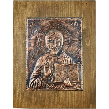 ГОЛЯМА МЕДНА ИКОНА ИСУС ХРИСТОС