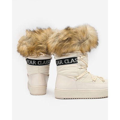 Resti Beige slip-on boots a'la snow boots for women Gomllo hnedé krémové