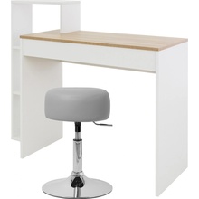 ML-Design Stôl ML-Design s taburetkou, 110x72x40 cm, biely/prírodný, z lisovanej dosky