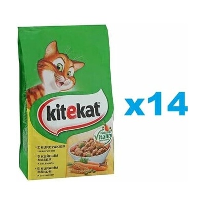 KITEKAT s kuracím mäsom a zeleninou 14 x 300 g