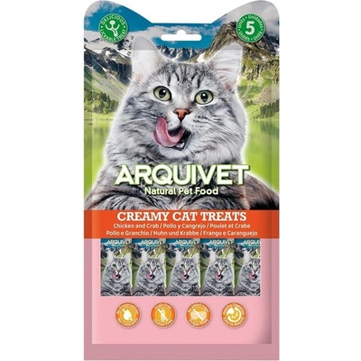 ARQUIVET Krémový snack s kuracím mäsom a krabom 5 x 14 g