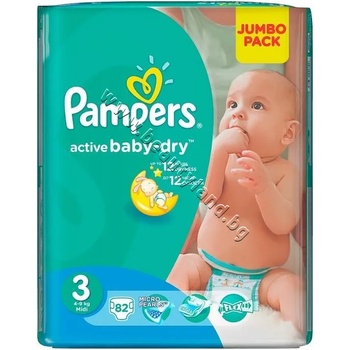 Pampers Пелени Pampers Active Baby Midi, 82-Pack, p/n PA-0201501 - Пелени за еднократна употреба за бебета с тегло от 6 до 10 kg (PA-0201501)