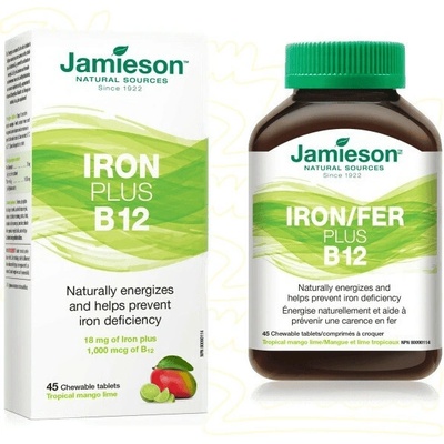 Jamieson Železo plus B12 cucací tablety 45 tablet
